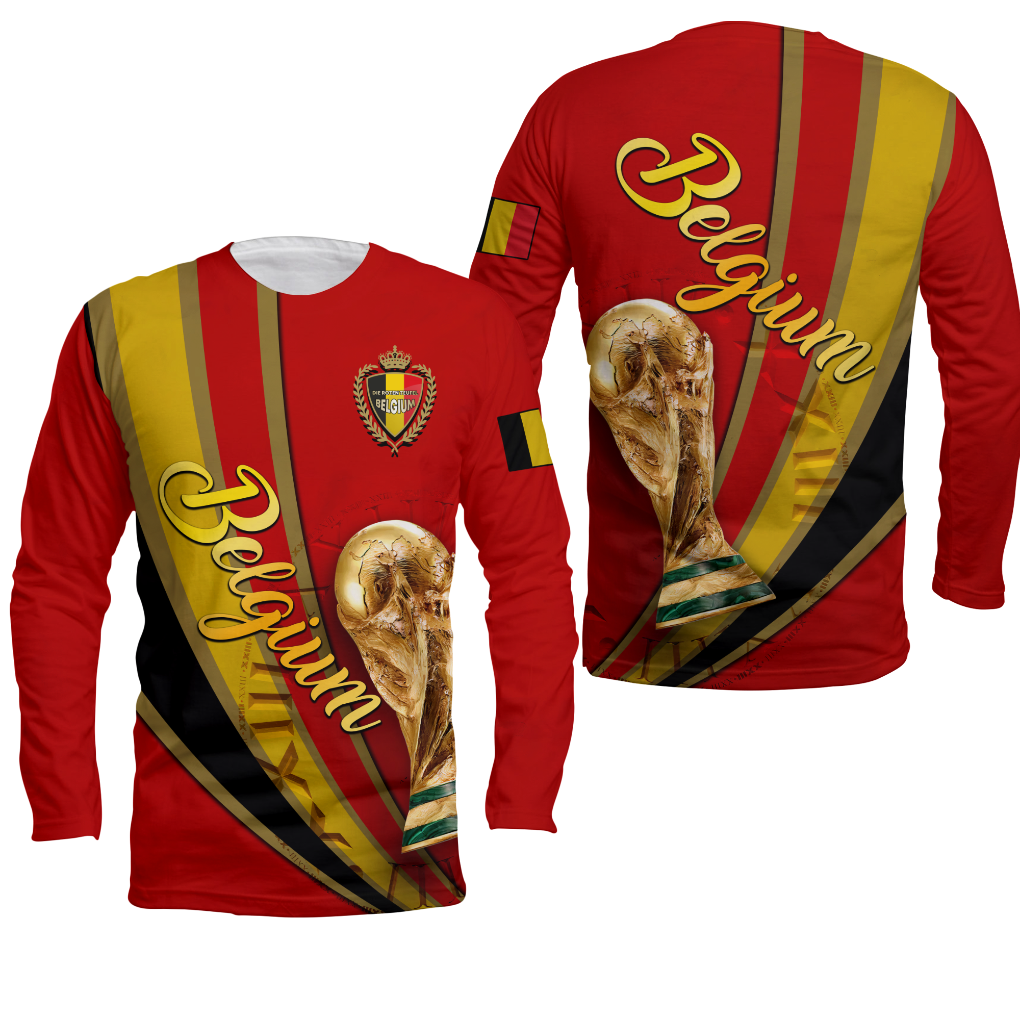 Belgium Football World Cup 2022 Long Sleeve Shirt - LT2 - Wonder Print Shop