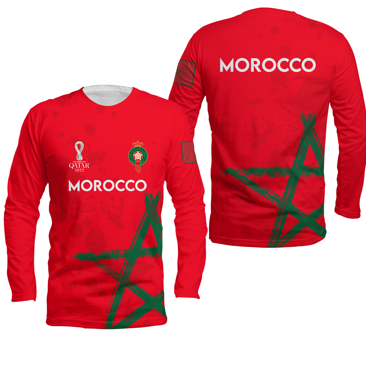 Morocco Football World Cup 2022 Long Sleeve Shirt - LT2 - Wonder Print Shop