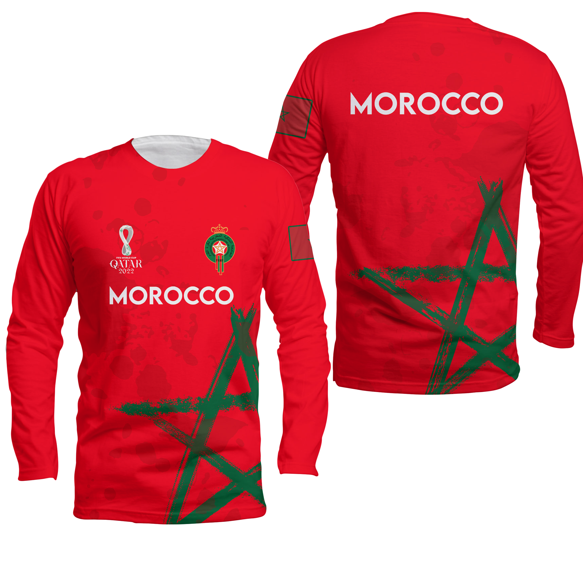 Morocco Football World Cup 2022 Long Sleeve Shirt - LT2 - Wonder Print Shop