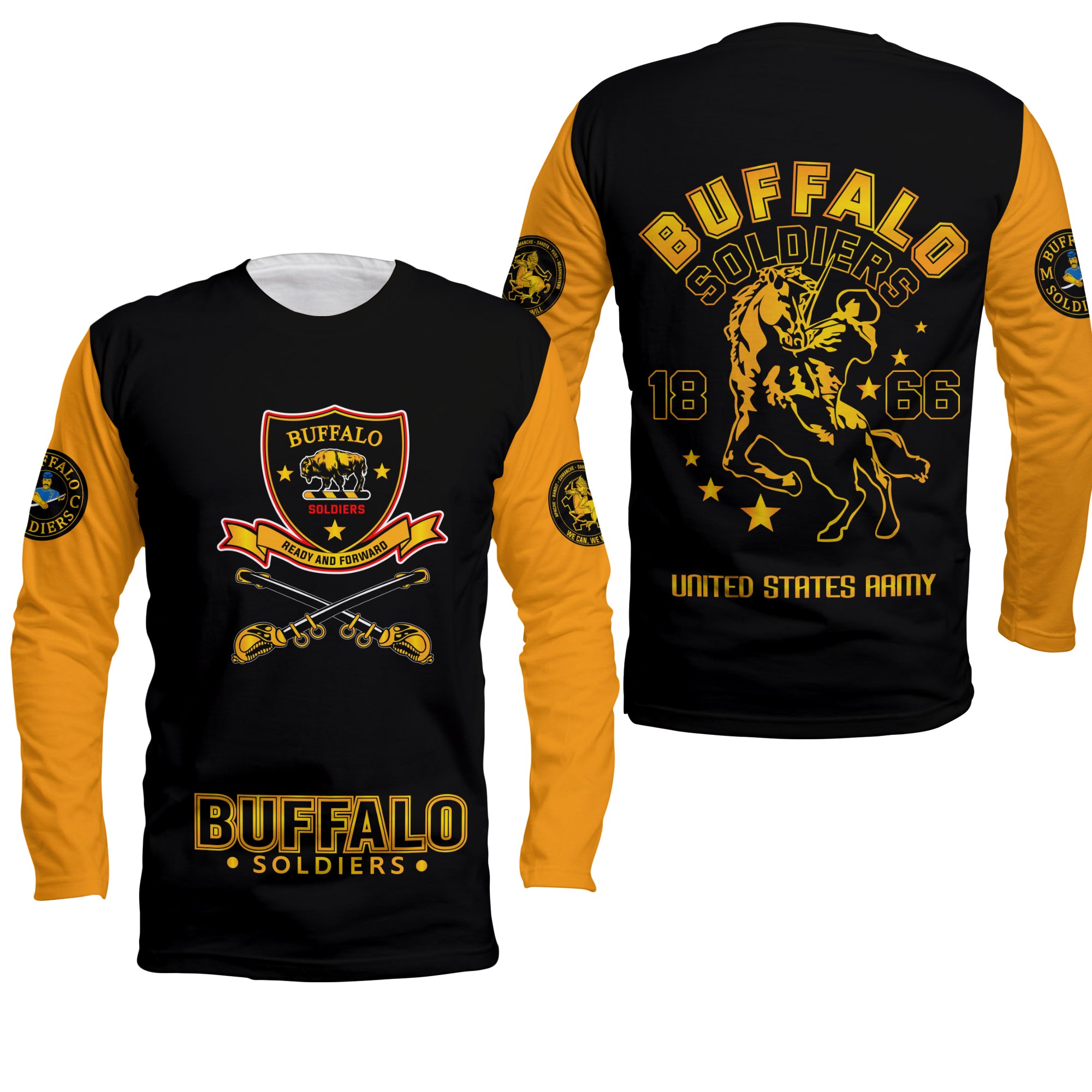 Buffalo Soldiers African American Legend Of The Black Soldiers Long Sleeve Shirt - LT2 - Wonder Print Shop