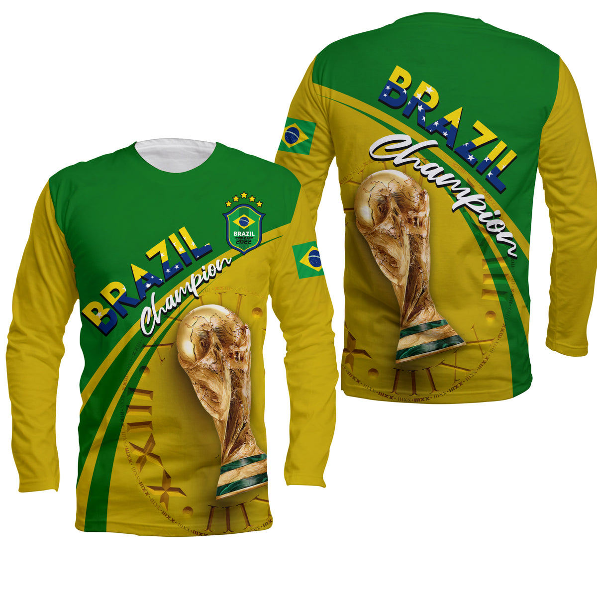 Brazil Football World Cup 2022 Long Sleeve Shirt - LT2 - Wonder Print Shop
