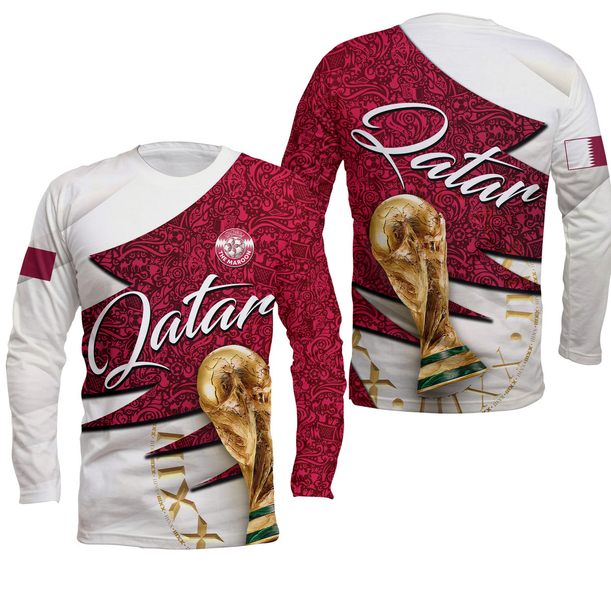 Qatar Football Team World Cup 2022 Long Sleeve Shirt - LT2 - Wonder Print Shop