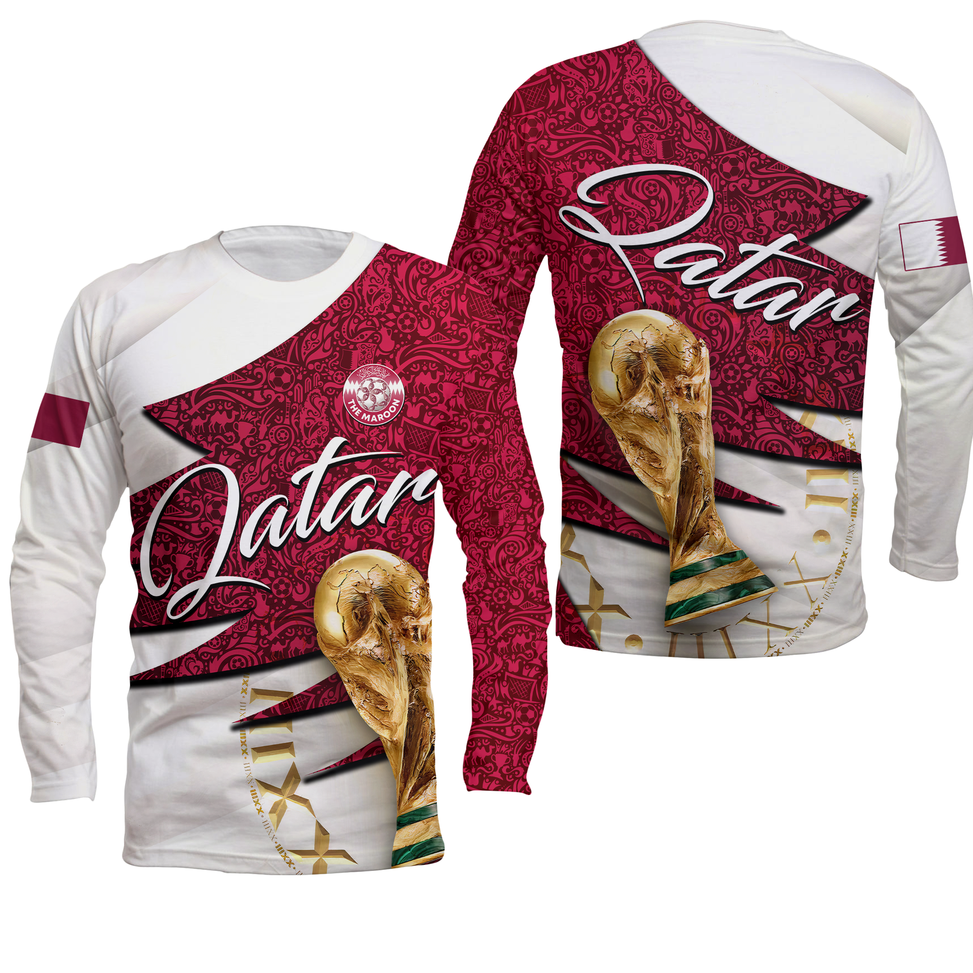 Qatar Football Team World Cup 2022 Long Sleeve Shirt - LT2 - Wonder Print Shop