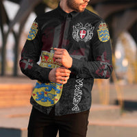 (Custom) Viking - Denmark Flag and Map Long Sleeve Button Shirt style Viking Geri and Freki RLT12 - Wonder Print Shop