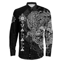 Viking Viking Warrior Valhalla Long Sleeve Button Shirt Style Vegvisir RLT12 - Wonder Print Shop