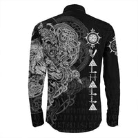 Viking Viking Warrior Valhalla Long Sleeve Button Shirt Style Vegvisir RLT12 - Wonder Print Shop