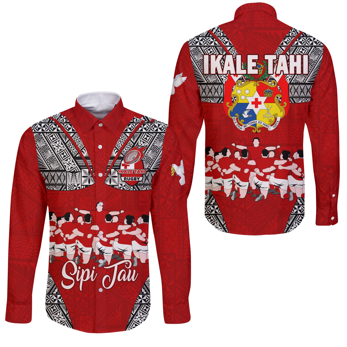 Tonga Rugby Ikale Tahi Sipi Tau Long Sleeve Button Shirt LT2 - Wonder Print Shop