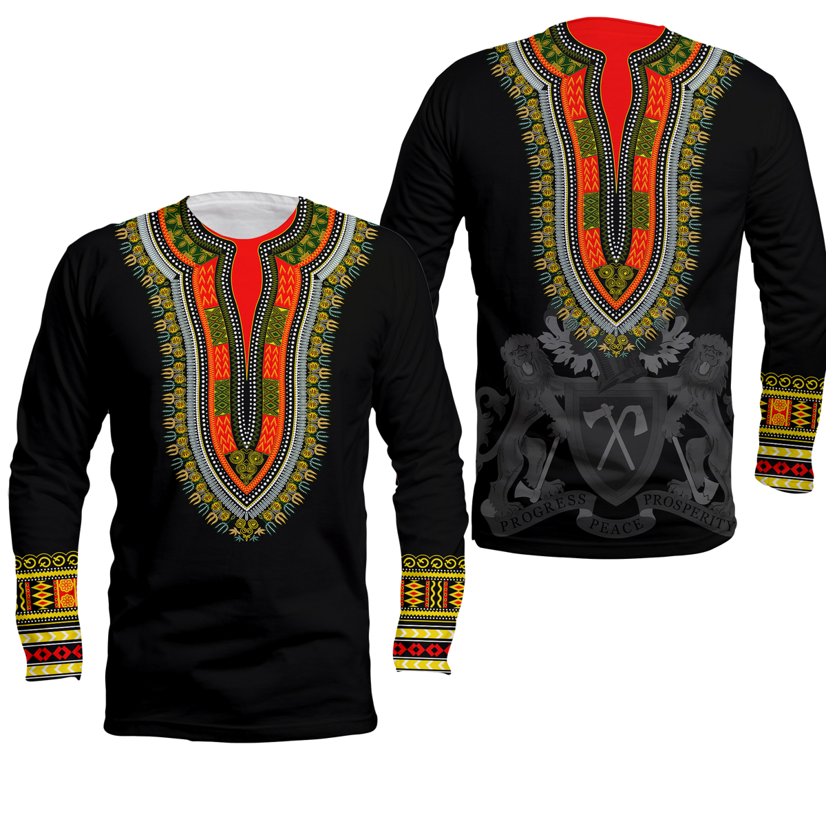 Gambia Happy Independence Day Dashiki Long Sleeve Shirt - LT2 - Wonder Print Shop