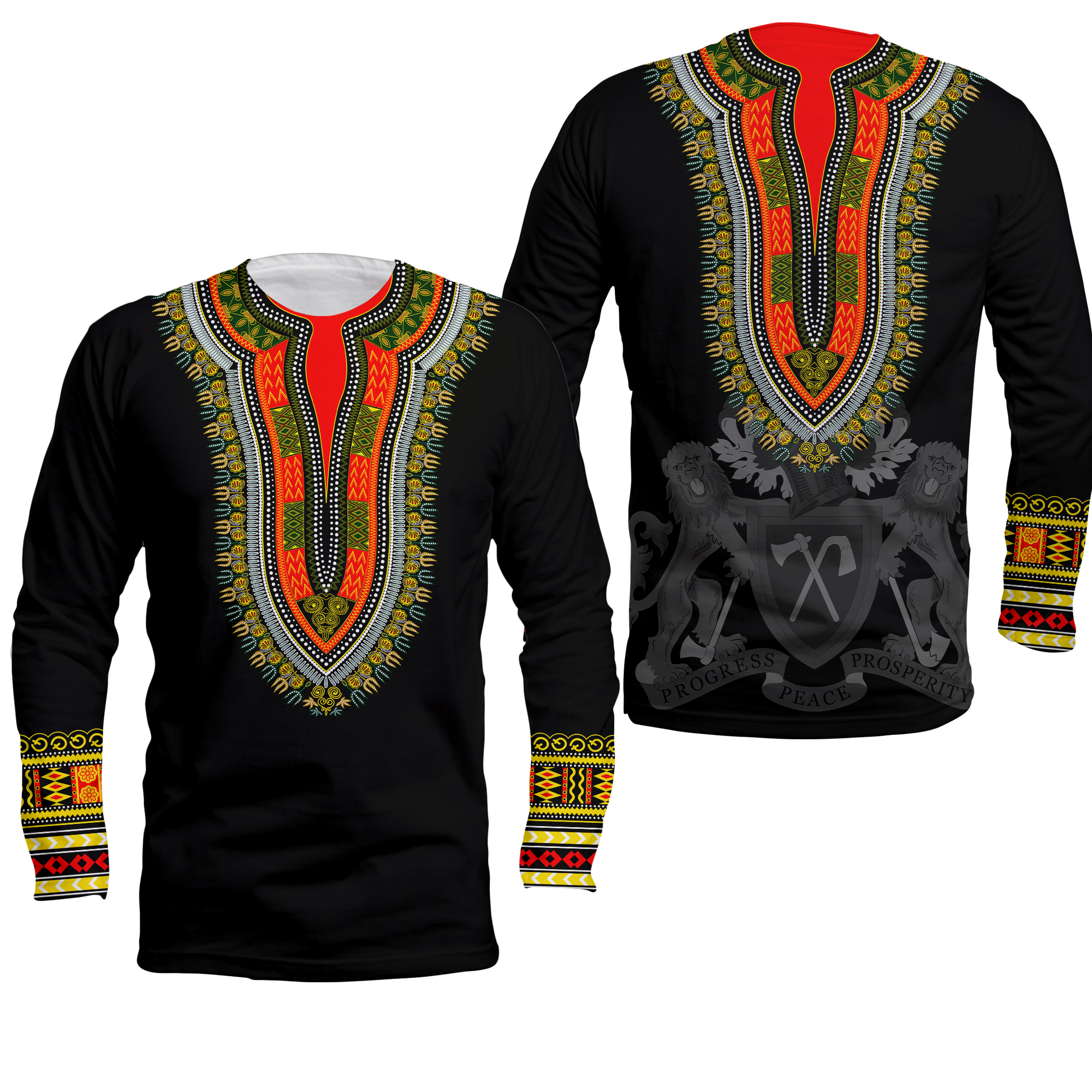 Gambia Happy Independence Day Dashiki Long Sleeve Shirt - LT2 - Wonder Print Shop