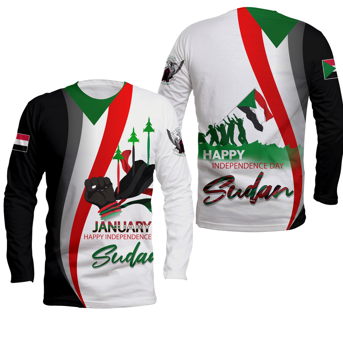 Sudan Happy Independence Day Long Sleeve Shirt - LT2 - Wonder Print Shop