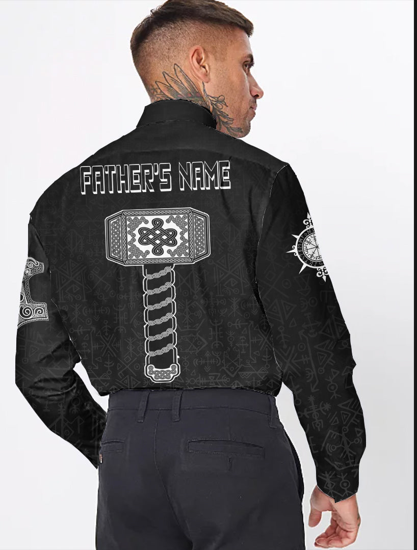 (Custom) Wonder Print Shop - Fathor with Mjolnir Long Sleeve Button Shirt RLT12 - Wonder Print Shop