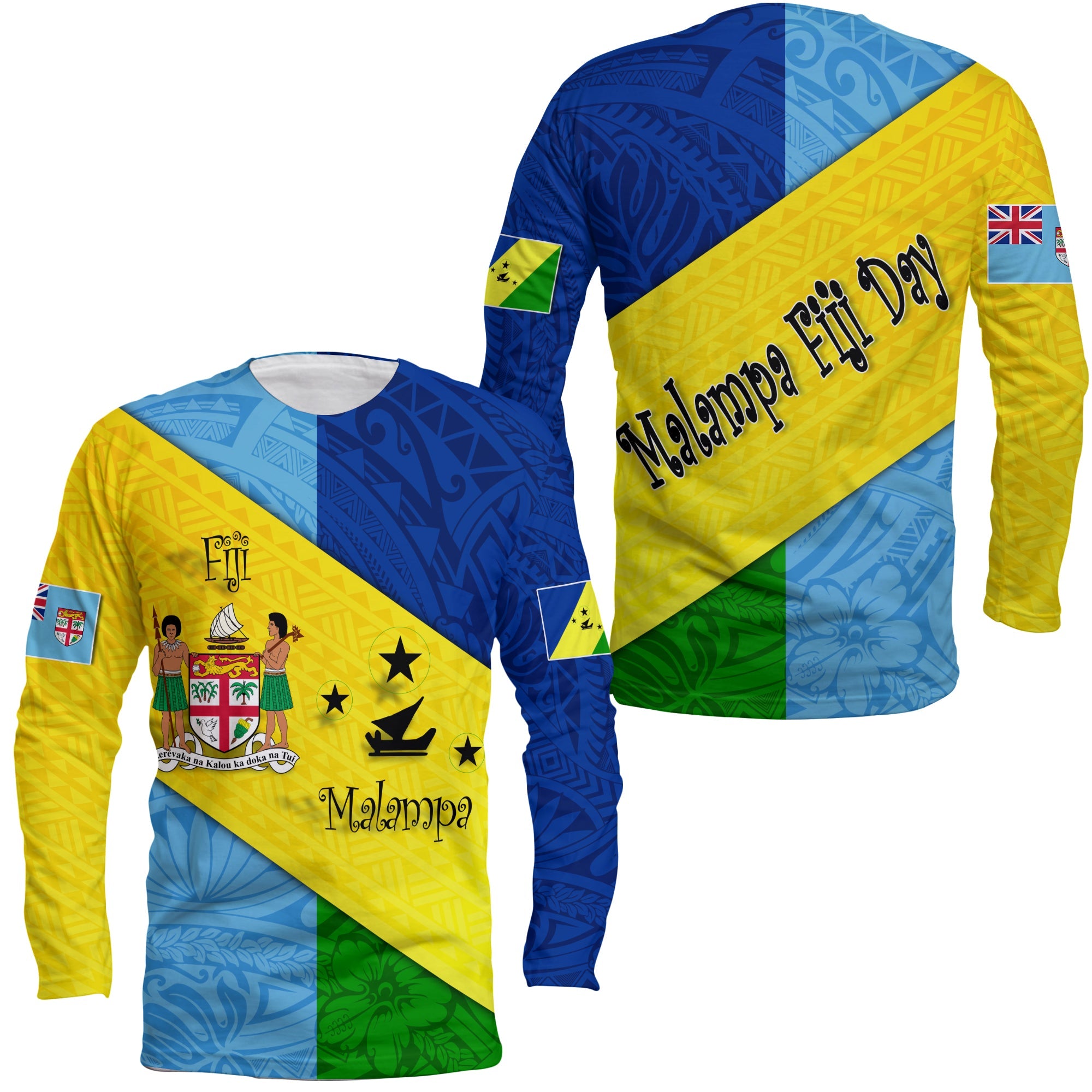 Malampa Fiji Day Long Sleeve Shirt Polynesian Line Arty Style - Wonder Print Shop