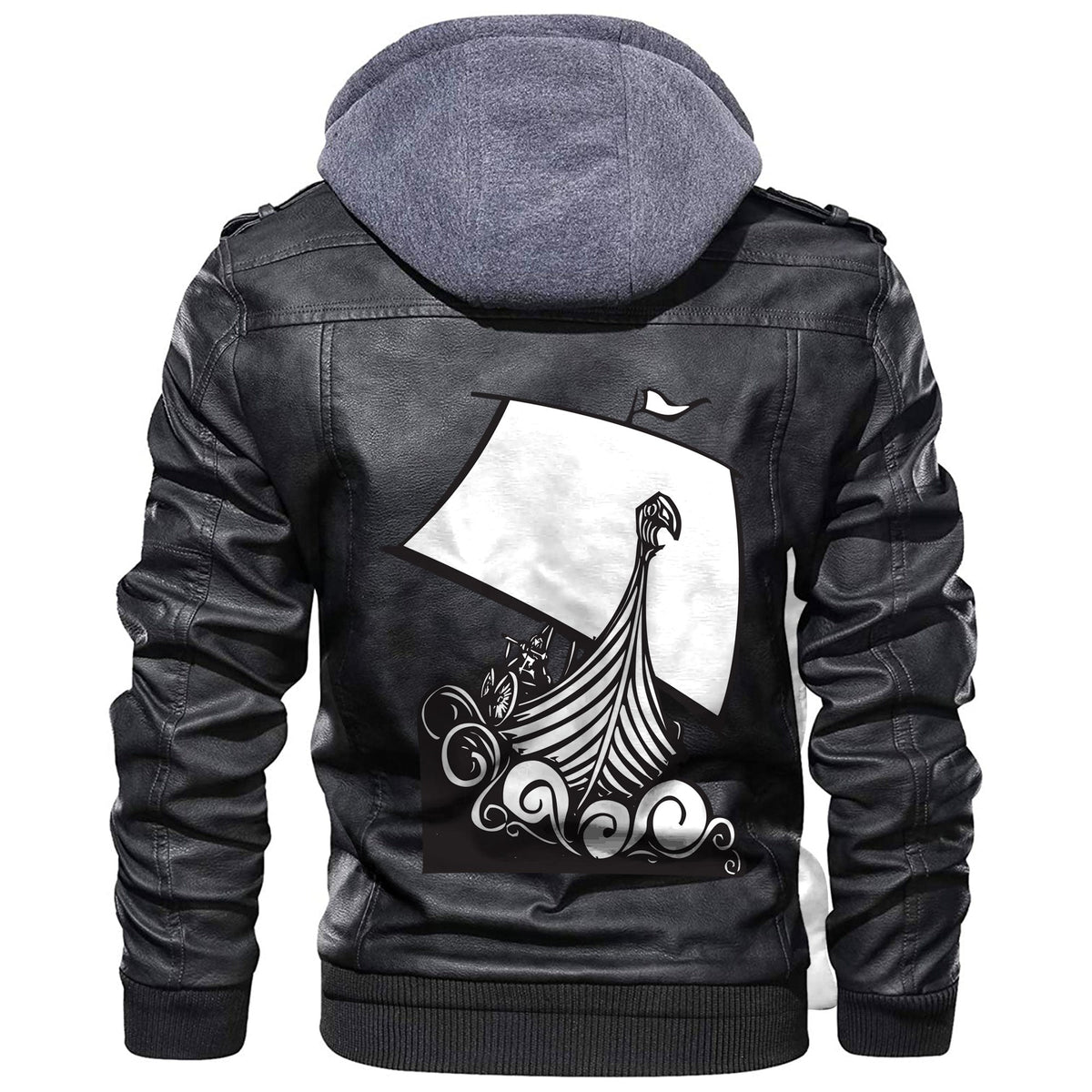 Viking Longship Sailing Into The Wave Leather Jacket RLT12 - Wonder Print Shop