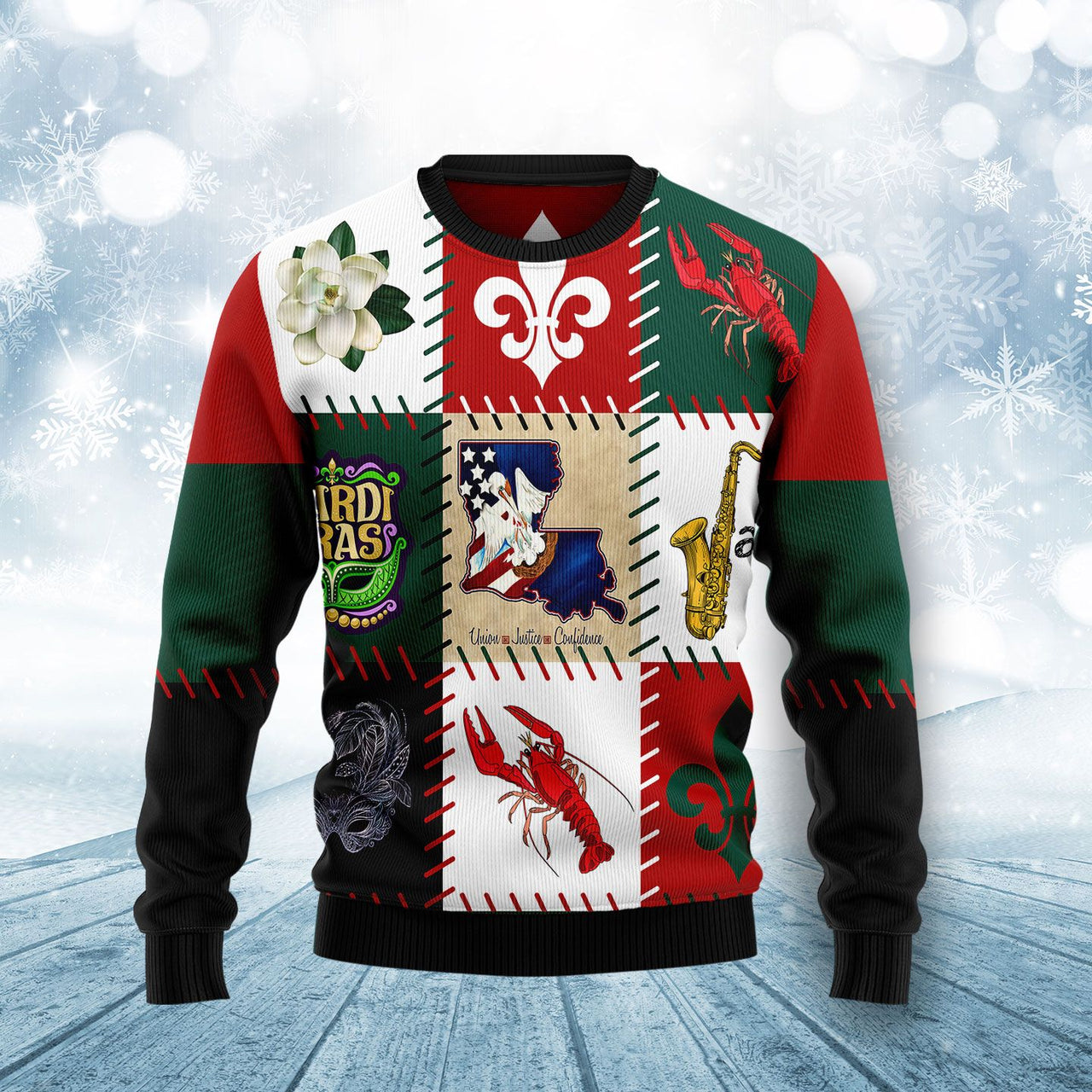 Louisiana Famous Things Ugly Christmas Sweater - Wonder Print Shop