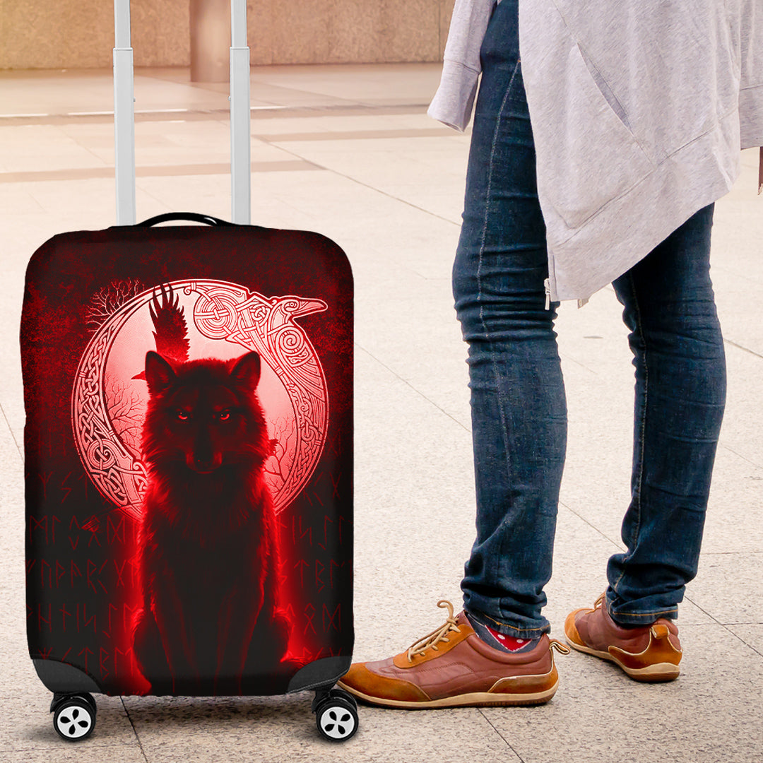 Viking Luggage Covers - Fenrir Viking Wolf - Red Version Luggage Covers RLT12 - Wonder Print Shop