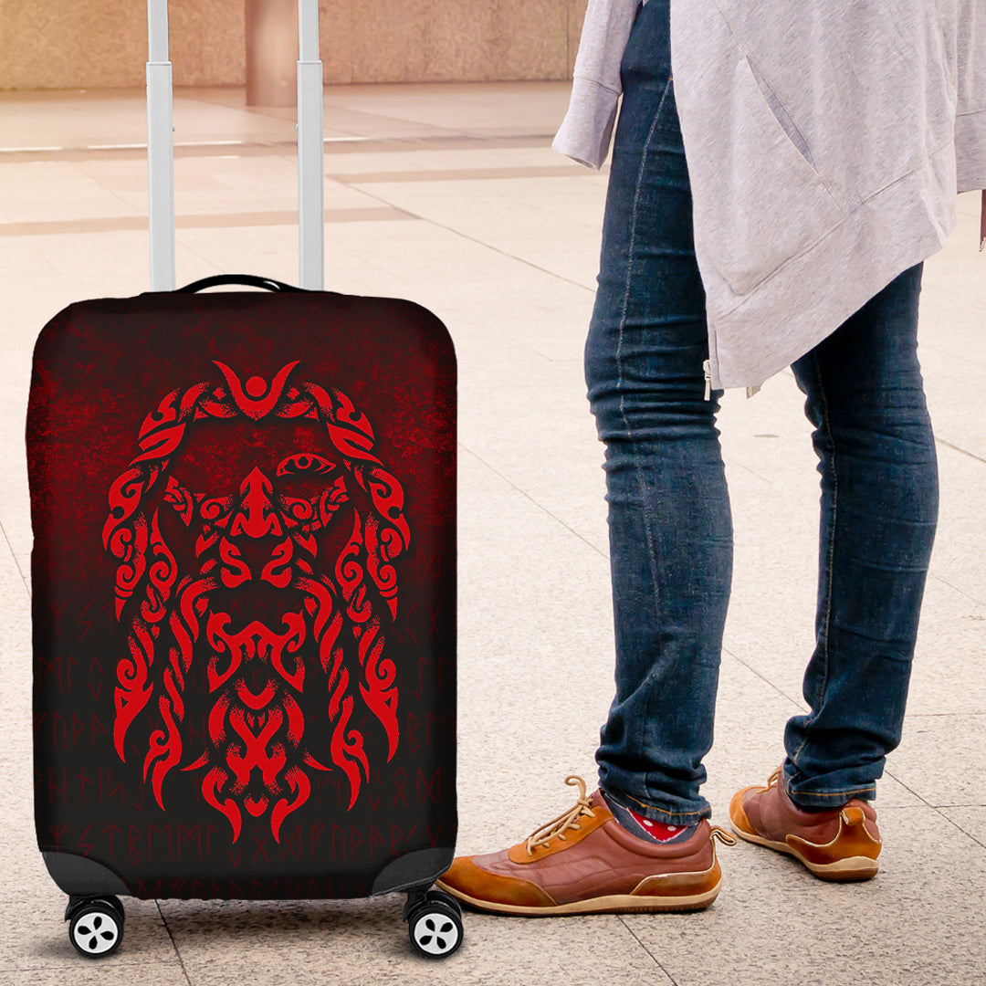 Viking Luggage Covers - Viking God Odin Allfather In Asgard Raven God - Red Version Luggage Covers RLT12 - Wonder Print Shop