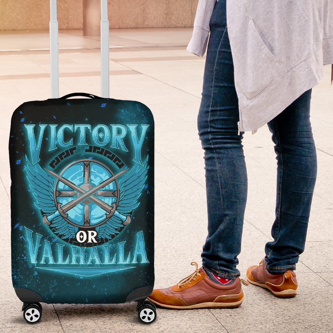 Viking Luggage Covers - Victory Or Valhalla Cyan Style Luggage Covers RLT12 - Wonder Print Shop
