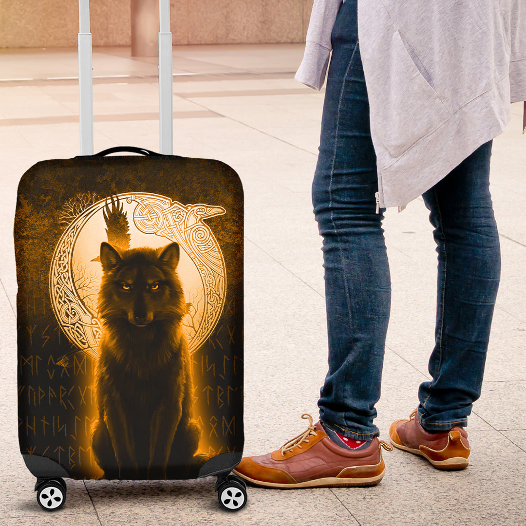 Viking Luggage Covers - Fenrir Viking Wolf - Gold Version Luggage Covers RLT12 - Wonder Print Shop