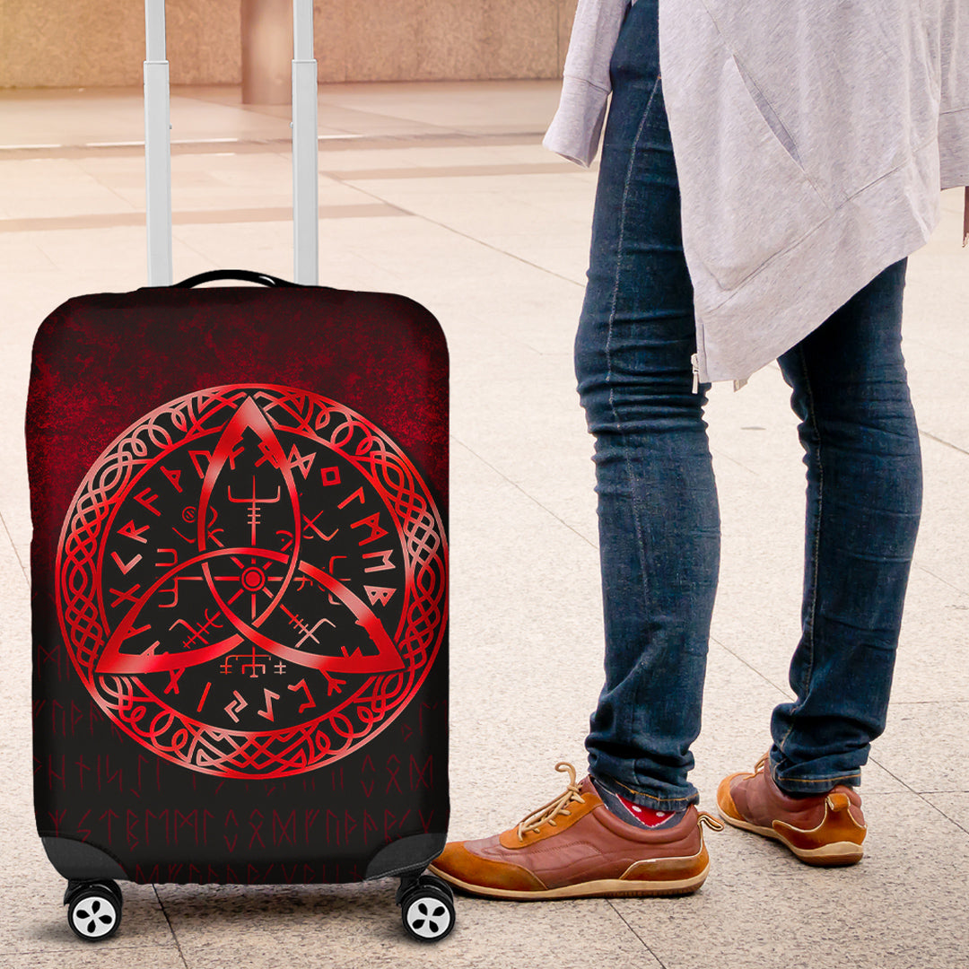 Viking Luggage Covers - Vegvisir Nordic Viking Rune - Red Version Luggage Covers RLT12 - Wonder Print Shop