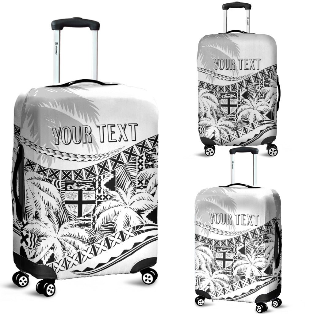 Personalised Fiji Day Luggage Cover Flying Fijians Masi Kesa Style - White - Wonder Print Shop