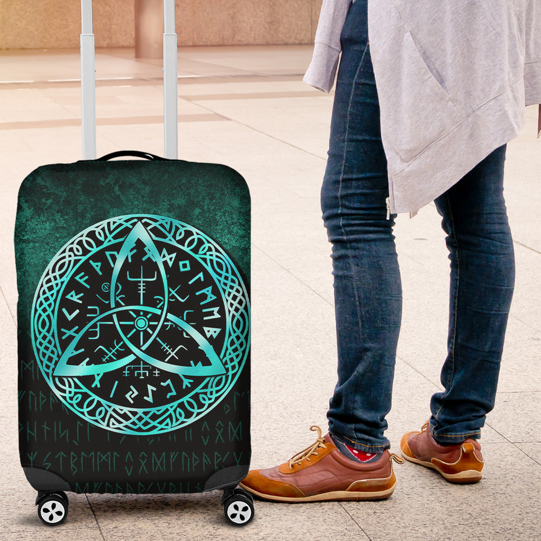 Viking Luggage Covers - Vegvisir Nordic Viking Rune - Cyan Version Luggage Covers RLT12 - Wonder Print Shop