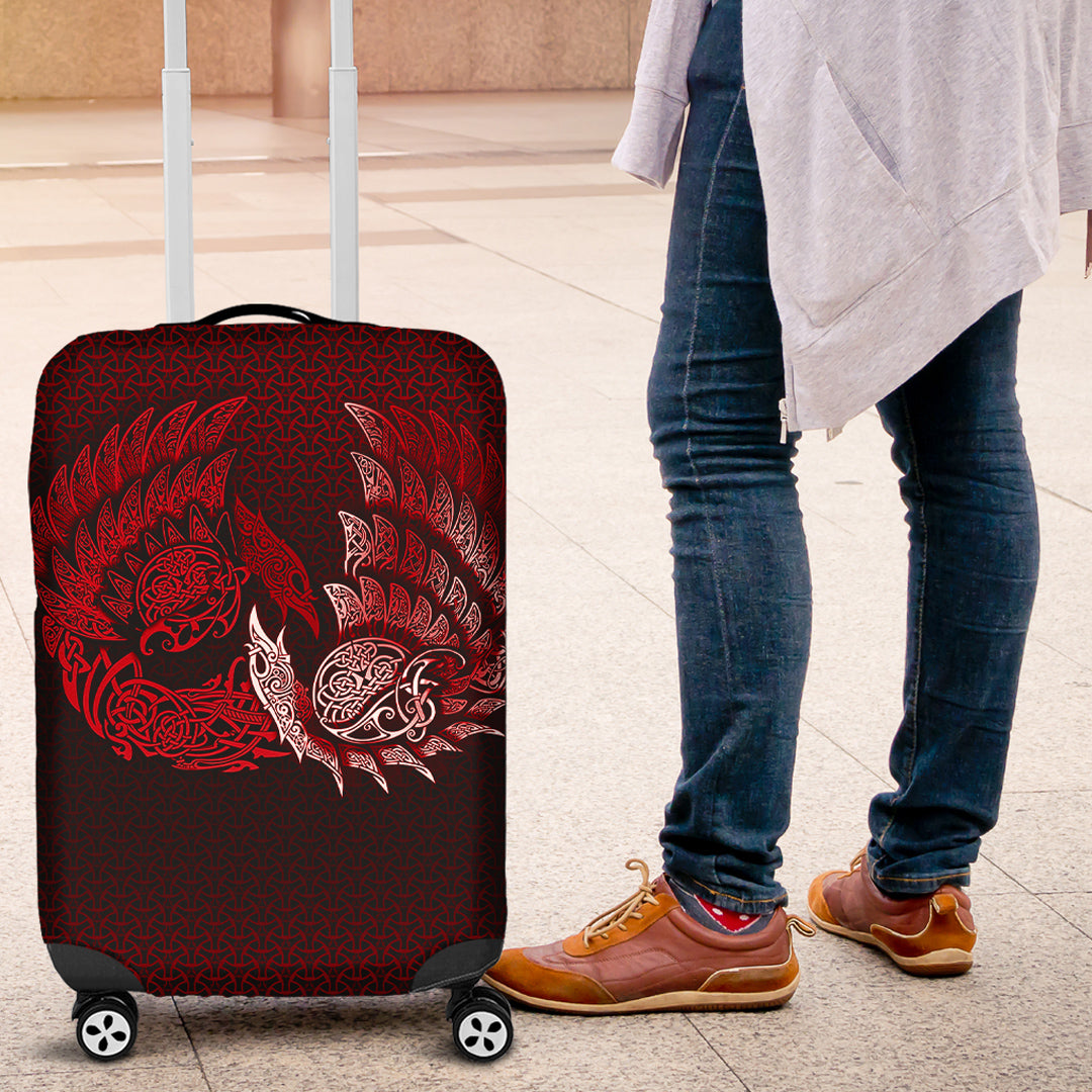 Viking Luggage Covers - Ragnarok Huginn Muninn - Red Version Luggage Covers RLT12 - Wonder Print Shop