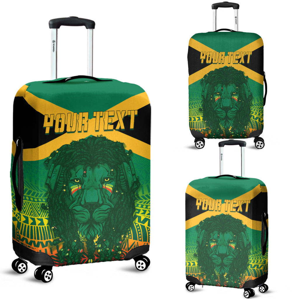 Jamaica Personalised Luggage Cover Rastafari Lion Mix Kente - Wonder Print Shop