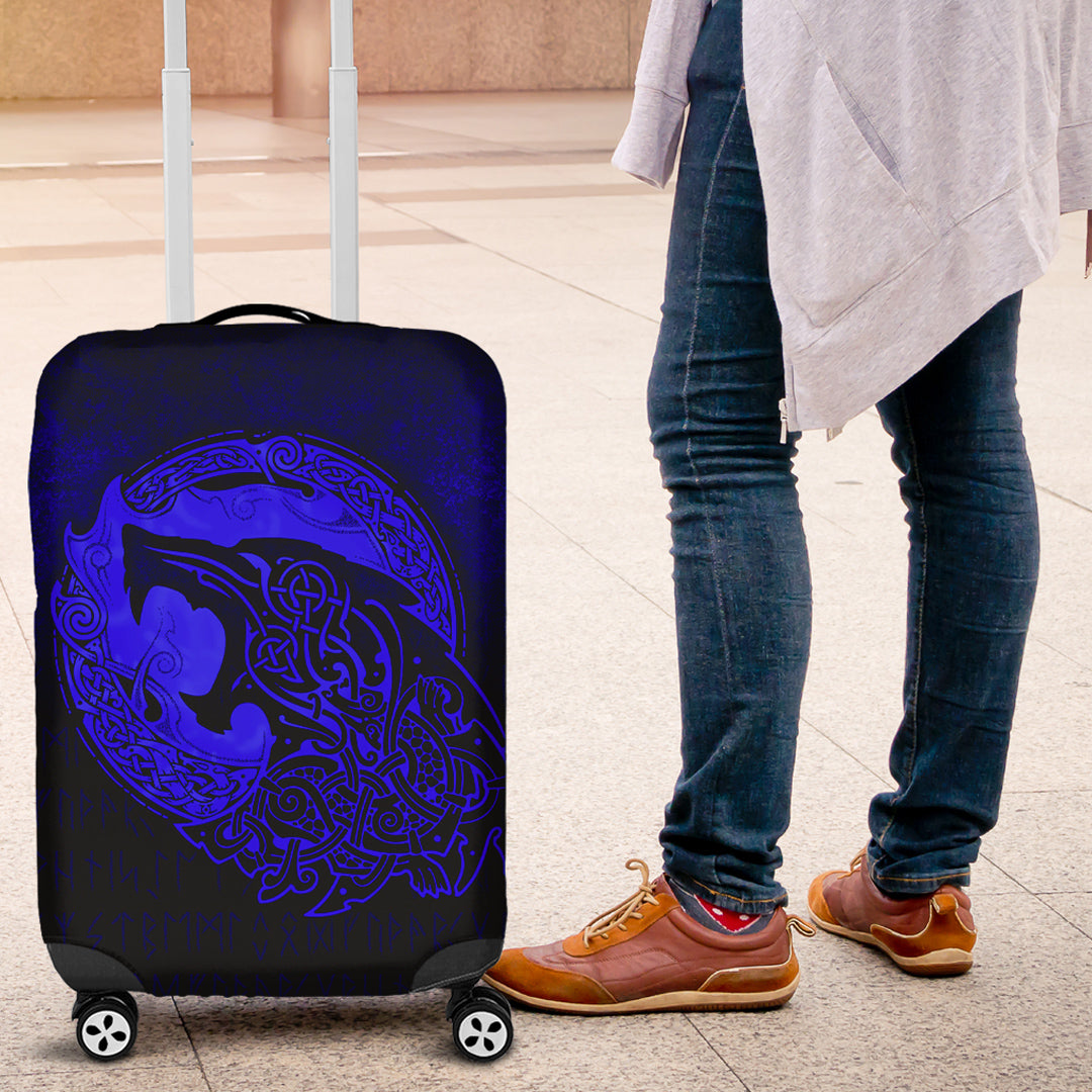 Viking Luggage Covers - Fenrir Viking 3D Tattoo - Blue Version Luggage Covers RLT12 - Wonder Print Shop