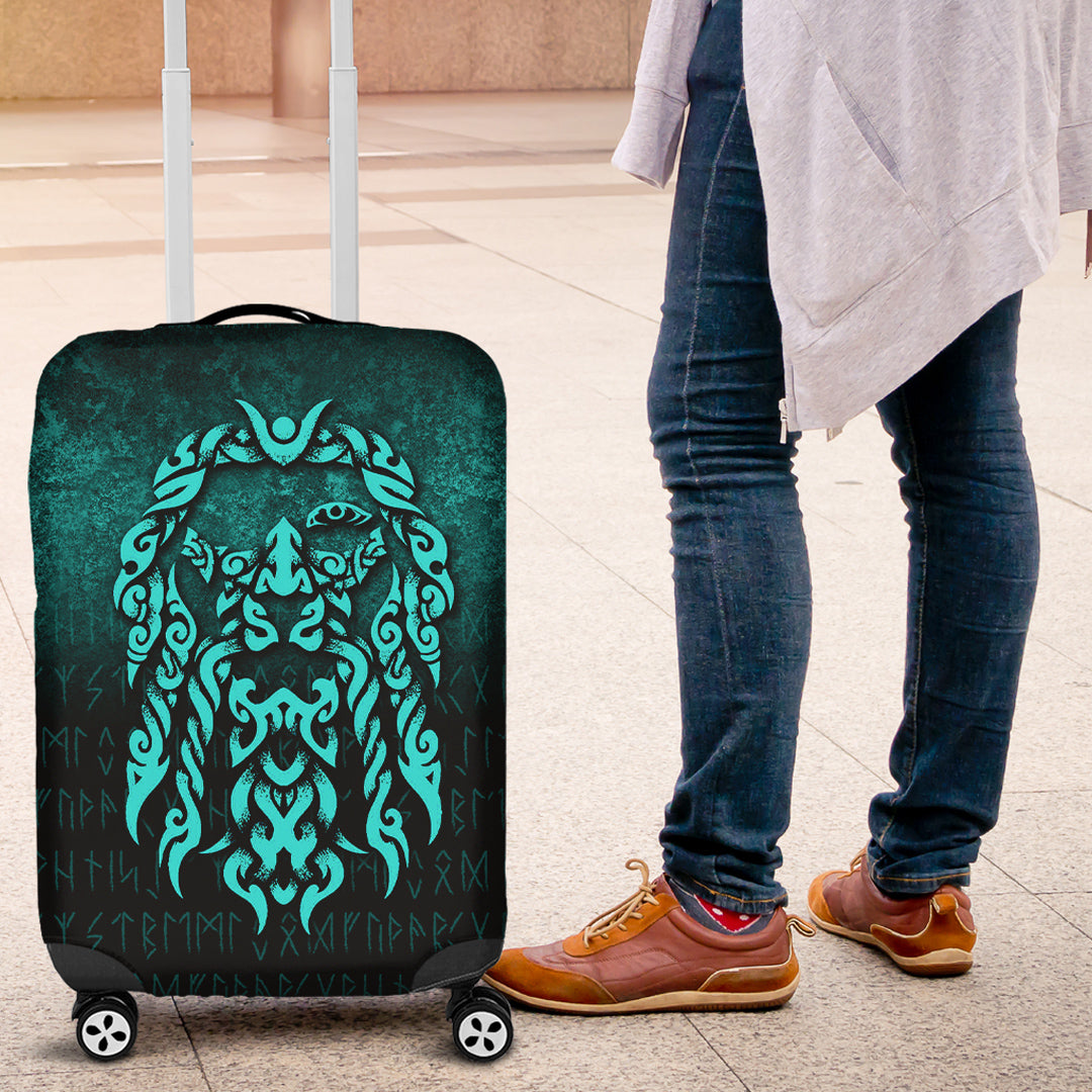 Viking Luggage Covers - Viking God Odin Allfather In Asgard Raven God - Cyan Version Luggage Covers RLT12 - Wonder Print Shop