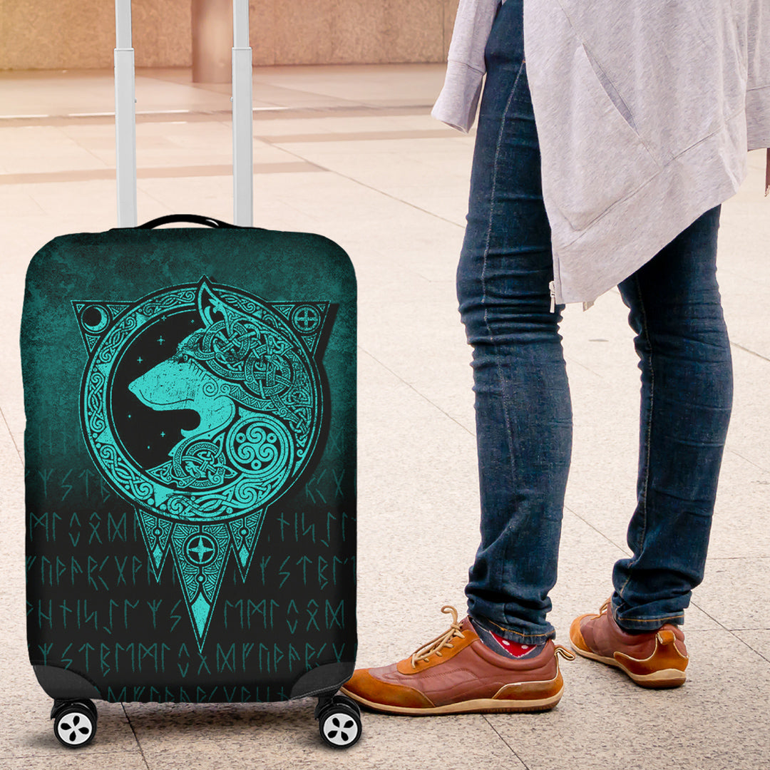Viking Luggage Covers - Viking Norse Wolf - Cyan Version Luggage Covers RLT12 - Wonder Print Shop