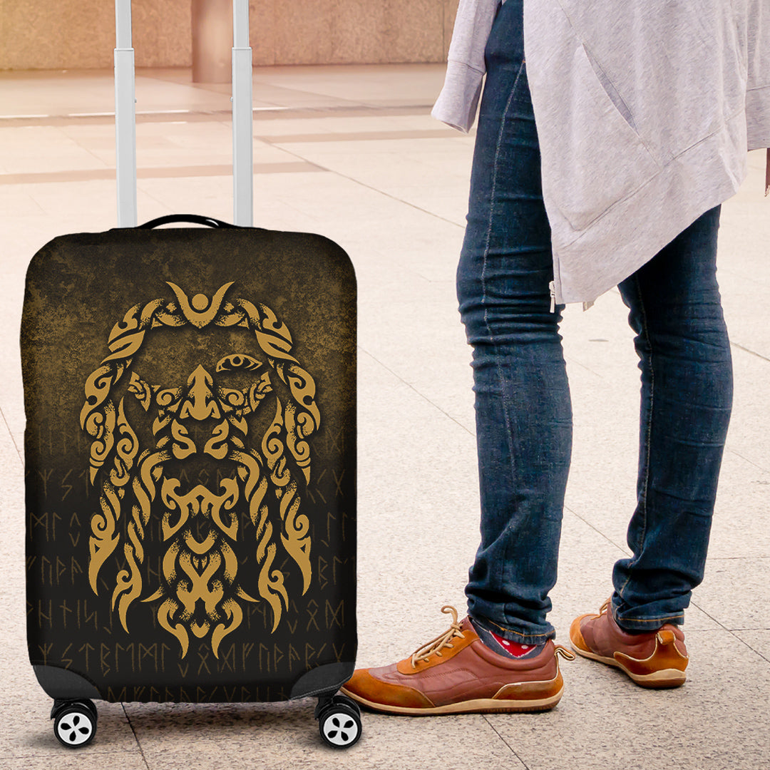 Viking Luggage Covers - Viking God Odin Allfather In Asgard Raven God - Gold Version Luggage Covers RLT12 - Wonder Print Shop