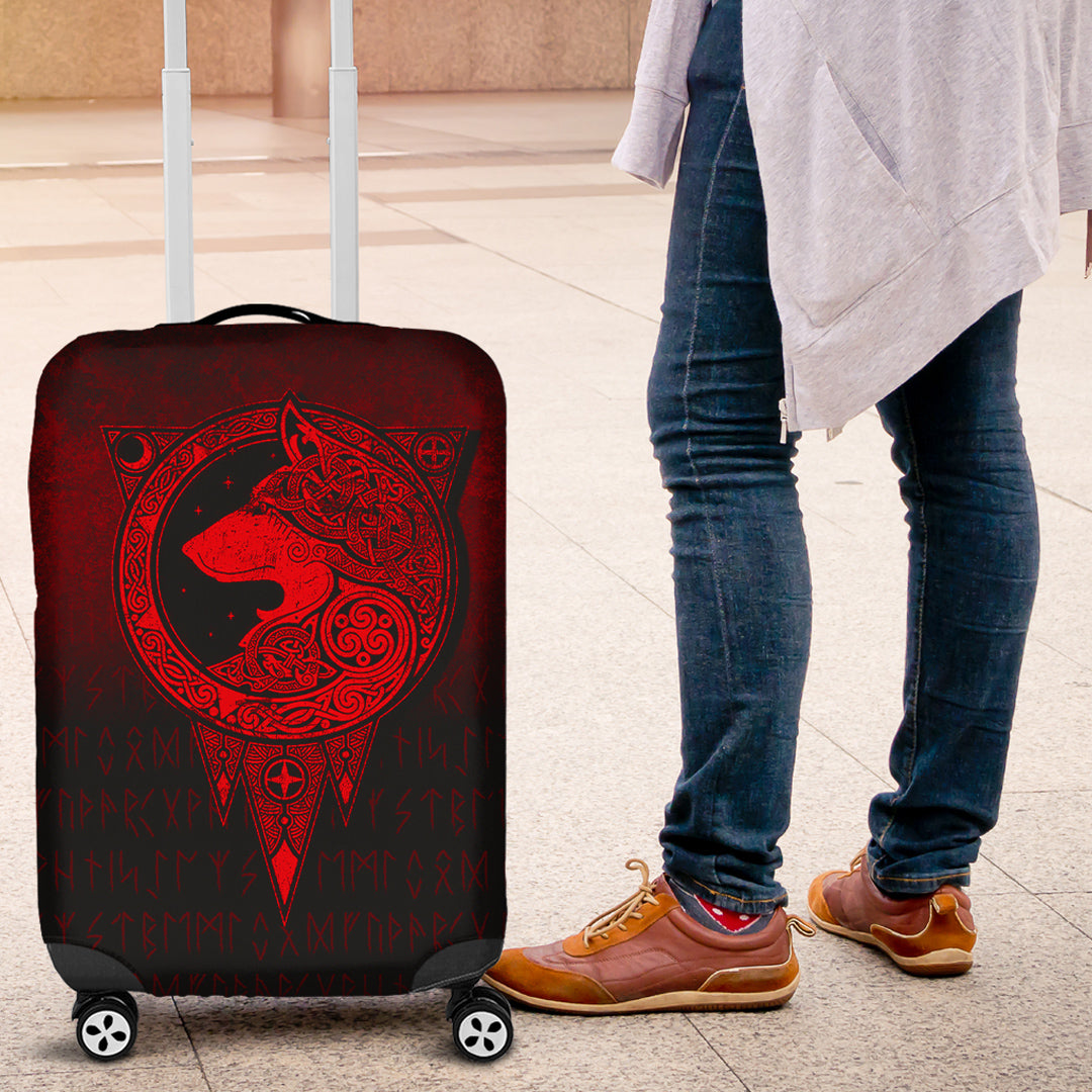 Viking Luggage Covers - Viking Norse Wolf - Red Version Luggage Covers RLT12 - Wonder Print Shop