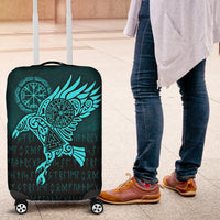 Viking Luggage Covers - Raven Vegvisir Tattoo - Cyan Version Luggage Covers RLT12 - Wonder Print Shop