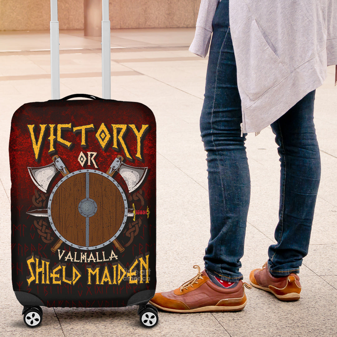 Viking Luggage Covers - Victory or Valhalla Shield Maiden Luggage Covers RLT12 - Wonder Print Shop