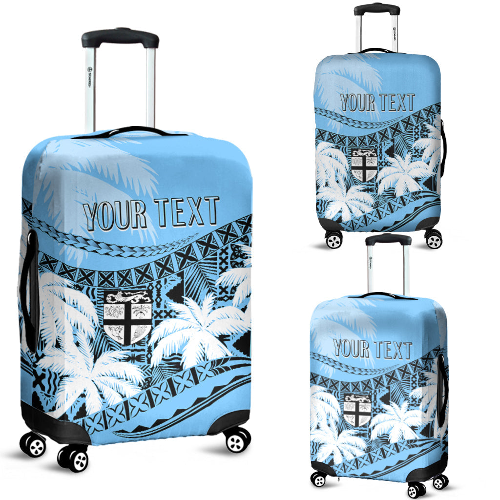 Personalised Fiji Day Luggage Cover Flying Fijians Masi Kesa Style - Turquoise - Wonder Print Shop