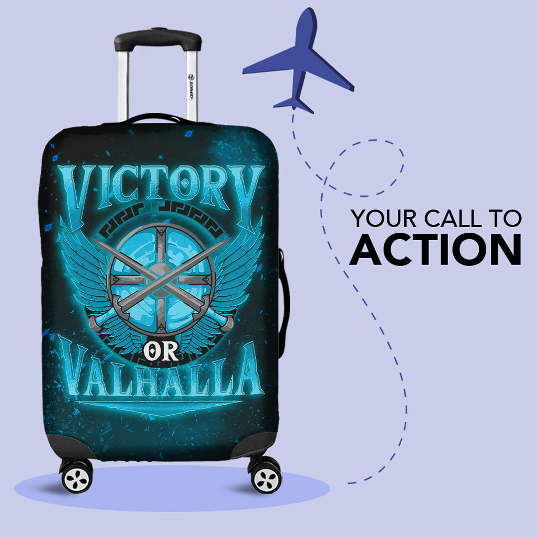 Viking Luggage Covers - Victory Or Valhalla Cyan Style Luggage Covers RLT12 - Wonder Print Shop