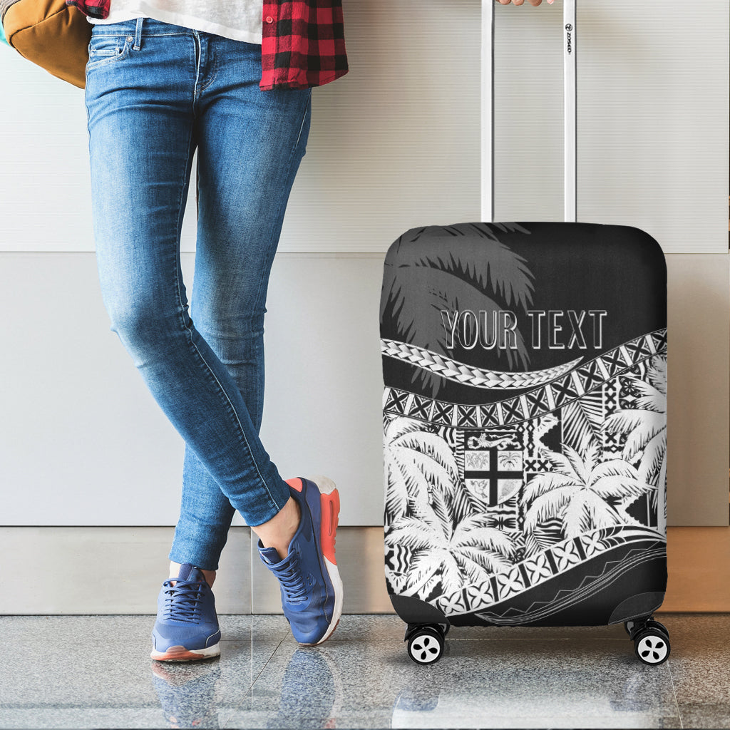 Personalised Fiji Day Luggage Cover Flying Fijians Masi Kesa Style - Black - Wonder Print Shop