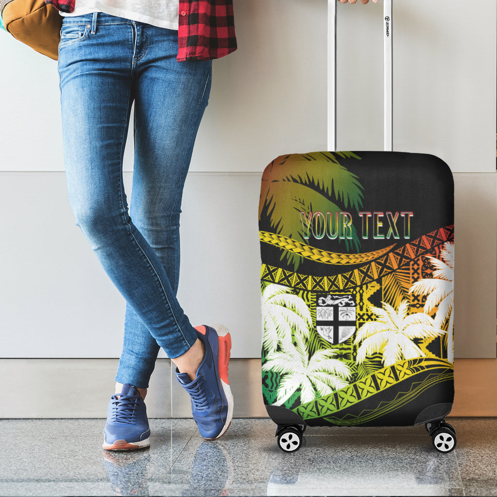 Personalised Fiji Day Luggage Cover Flying Fijians Masi Kesa Style - Reggae - Wonder Print Shop