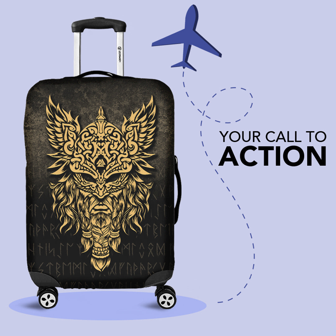 Viking Luggage Covers - Odin The Allfather Asgard God and Chief Of Aesir - Gold Version Luggage Covers RLT12 - Wonder Print Shop