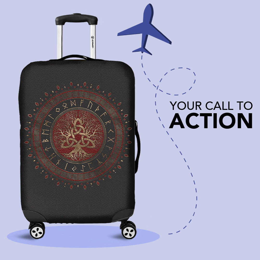 Viking Luggage Covers - Tree Of Life with Triquetra Luggage Covers RLT12 - Wonder Print Shop