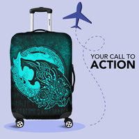 Viking Luggage Covers - Fenrir Viking 3D Tattoo - Cyan Version Luggage Covers RLT12 - Wonder Print Shop