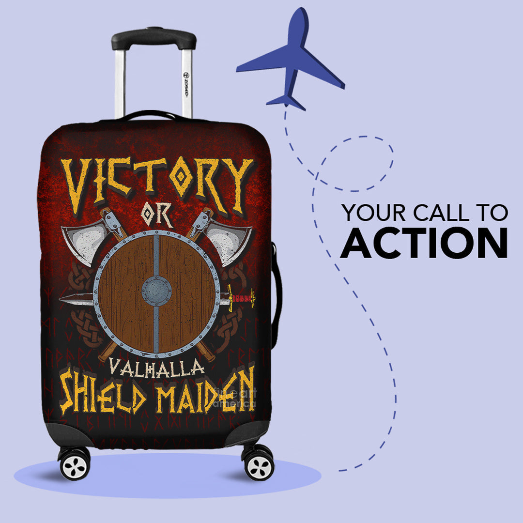Viking Luggage Covers - Victory or Valhalla Shield Maiden Luggage Covers RLT12 - Wonder Print Shop