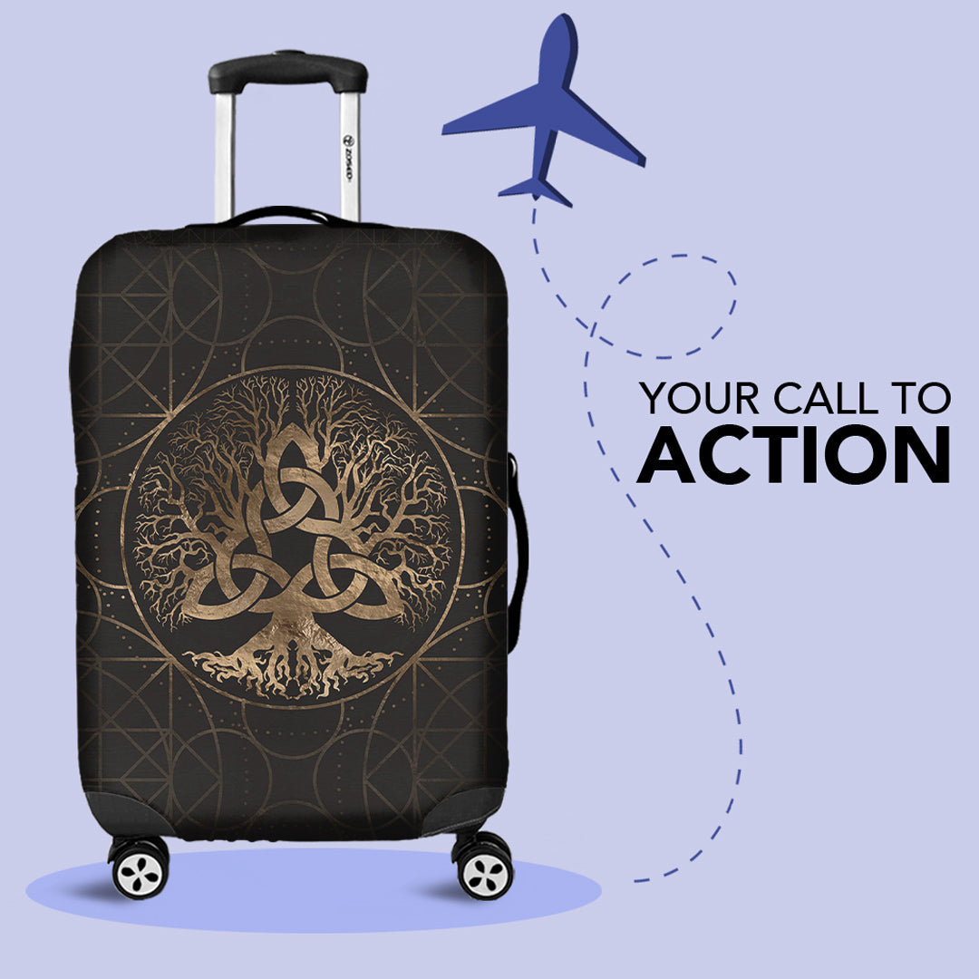 Viking Luggage Covers - Tree Of Life Yggdrasil with Triquetra Luggage Covers RLT12 - Wonder Print Shop