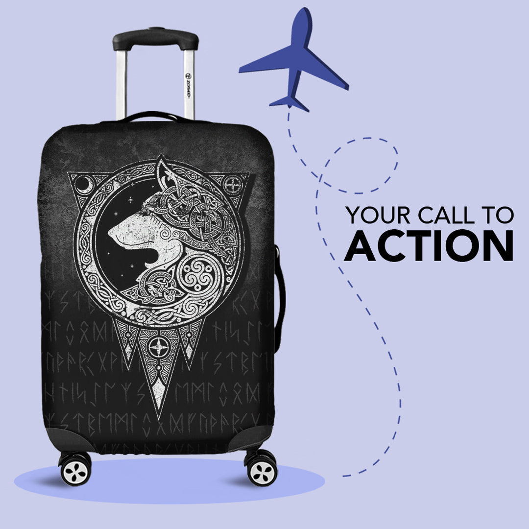 Viking Luggage Covers - Viking Norse Wolf Luggage Covers RLT12 - Wonder Print Shop