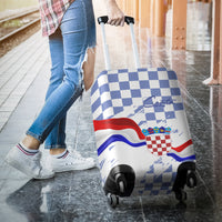 Croatia Luggage Cover Checkerboard Grunge Style - Blue Color - Wonder Print Shop