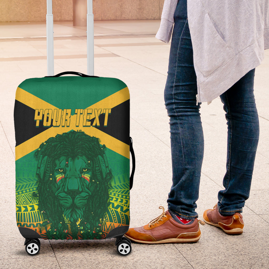 Jamaica Personalised Luggage Cover Rastafari Lion Mix Kente - Wonder Print Shop