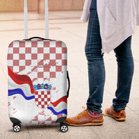 Croatia Luggage Cover Checkerboard Grunge Style - Wonder Print Shop