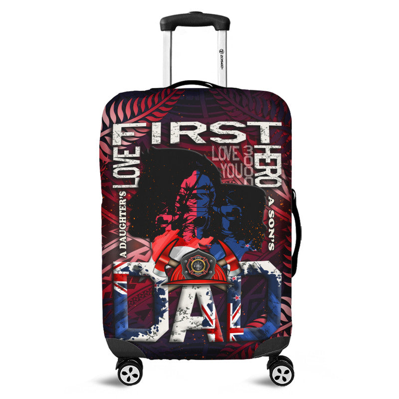 Fathers Day - New Zealand Firefighter Dad Luggage Cover - Maori Pattern - Wonder Print Shop