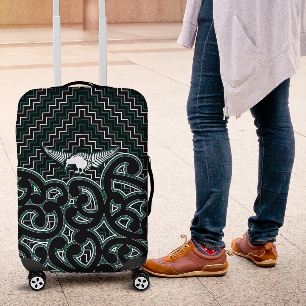 New Zealand Luggage Maori Graphic Tee patterns Green LT6 - Wonder Print Shop