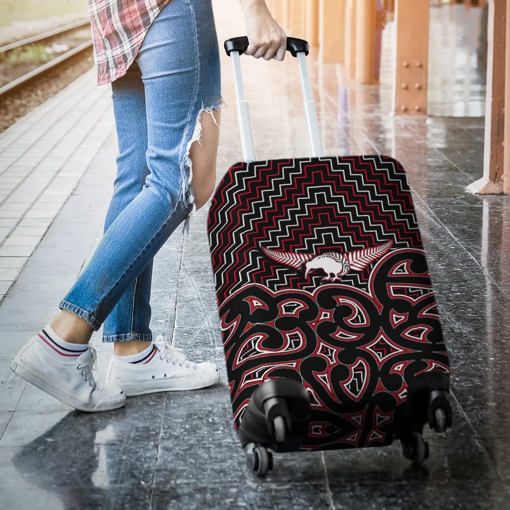 New Zealand Luggage Maori Graphic Tee patterns Red LT6 - Wonder Print Shop
